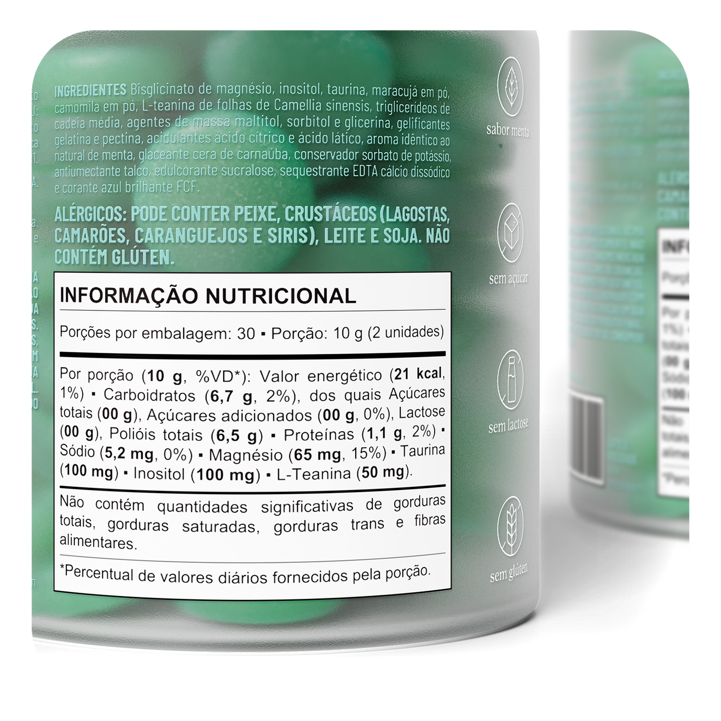 Mostra um zoom da tabela nutricional do suplemento, um pouco sobre as calorias ingredientes entre outros